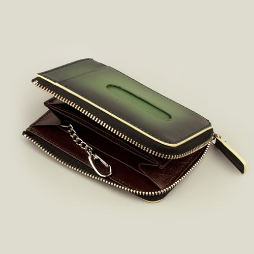 【訳アリ品】海外製/牛革/レザー/小銭入れ/コインケース/カードホルダー/箱入り/グリーン/緑色/2025年ラッキーカラー/154002
