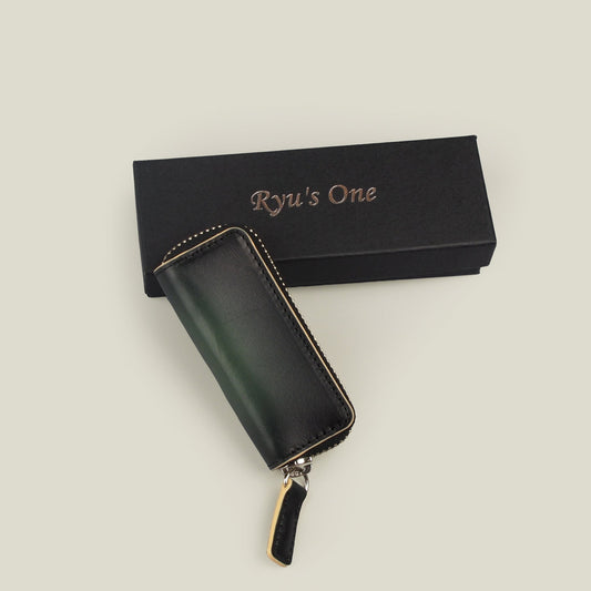 【訳アリ品】海外製／マルチケース／牛革／レザー／小物入れ／USB／印鑑／アクセサリー／常備薬／グリーン／緑色／2025年ラッキーカラー／154010