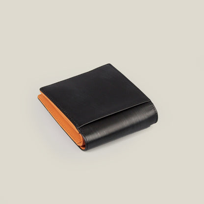 海外製／木目調／牛革／レザー／二つ折財布／小銭BOX式／箱入り／154039／／WD