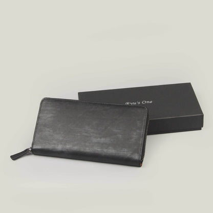 海外製／木目調／牛革／レザー／長財布／ラウンド財布／ファスナーなめらか／箱入り／154040／／WD