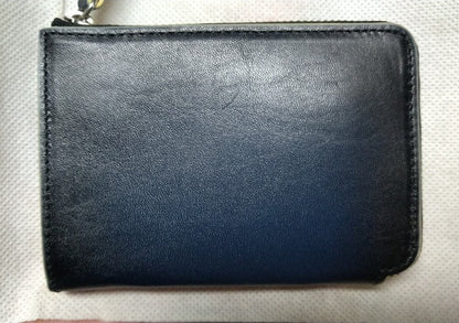 【訳アリ品】海外製／牛革／レザー／小銭入れ／コインケース／カードホルダー／箱入り／ネイビー／紺色／154002